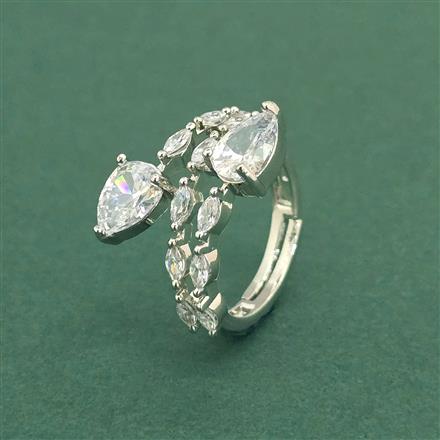 Cz Adjustable Ring With Rhodium Plating