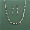 Cz Delicate Necklace Set With Rhodium Plating