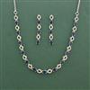 Cz Delicate Necklace Set With Rhodium Plating