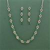 Cz Delicate Necklace Set With Rhodium Plating