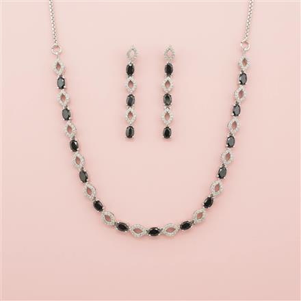 Cz Delicate Necklace Set With Rhodium Plating