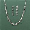 Cz Delicate Necklace Set With Rhodium Plating