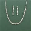 Cz Delicate Necklace Set With Rhodium Plating