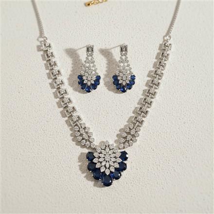 Cz Classic Necklace Set With Rhodium Plating