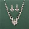 Cz Classic Necklace Set With Rhodium Plating