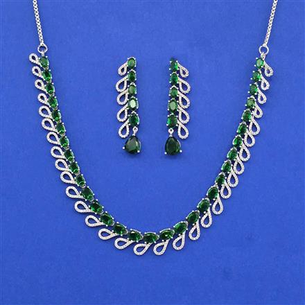 Cz Classic Necklace Set With Rhodium Plating