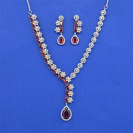 Cz Classic Necklace Set With Rhodium Plating