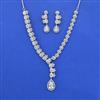 Cz Classic Necklace Set With Rhodium Plating