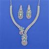 Cz Classic Necklace Set With Rhodium Plating