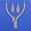 Cz Classic Necklace Set With Rhodium Plating