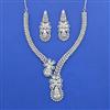 Cz Classic Necklace Set With Rhodium Plating