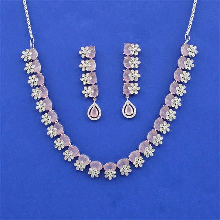 Cz Classic Necklace Set With Rhodium Plating