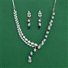 Cz Classic Necklace Set With Rhodium Plating