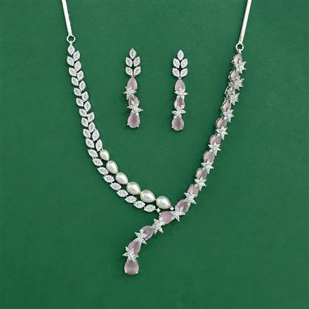Cz Classic Necklace Set With Rhodium Plating