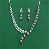 Cz Classic Necklace Set With Rhodium Plating