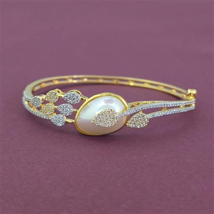 Cz Openable Kada With 2 Tone Rhodium Plating