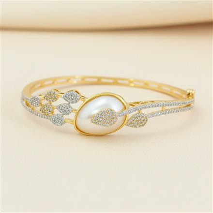 Cz Openable Kada With 2 Tone Rhodium Plating