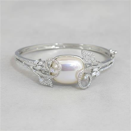 Cz Openable Kada With 2 Tone Rhodium Plating