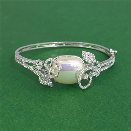 Cz Openable Kada With 2 Tone Rhodium Plating