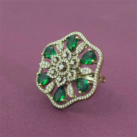 Cz Adjustable Ring With Mehndi Plating