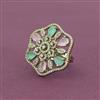 Cz Adjustable Ring With Mehndi Plating
