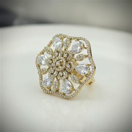 Cz Adjustable Ring With Mehndi Plating