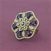 Cz Adjustable Ring With Mehndi Plating