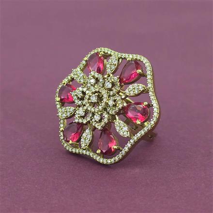 Cz Adjustable Ring With Mehndi Plating