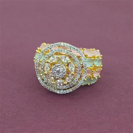 Cz Adjustable Ring With 2 Tone Plating