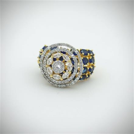 Cz Adjustable Ring With 2 Tone Plating