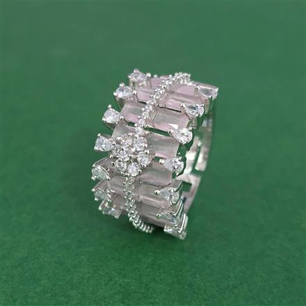 Cz Adjustable Ring With Rhodium Plating