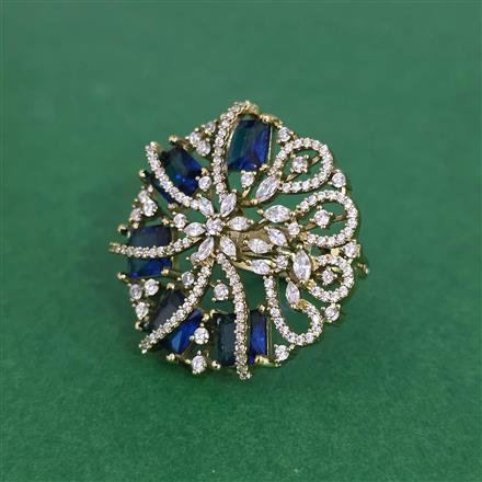 Cz Adjustable Ring With Mehndi Plating