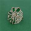 Cz Adjustable Ring With Mehndi Plating
