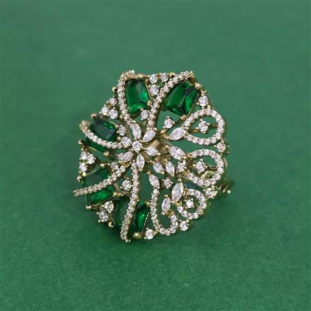 Cz Adjustable Ring With Mehndi Plating