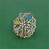 Cz Adjustable Ring With Mehndi Plating