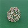Cz Adjustable Ring With Mehndi Plating