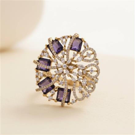 Cz Adjustable Ring With Mehndi Plating