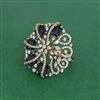 Cz Adjustable Ring With Mehndi Plating
