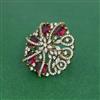 Cz Adjustable Ring With Mehndi Plating