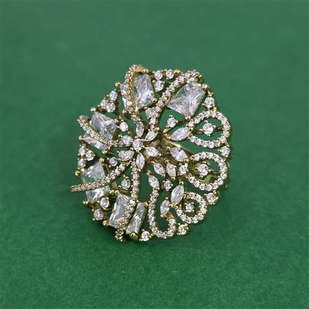 Cz Adjustable Ring With Mehndi Plating