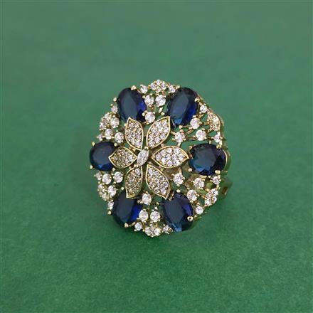 Cz Adjustable Ring With Mehndi Plating