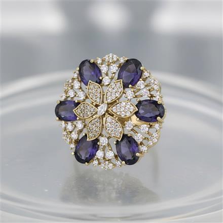 Cz Adjustable Ring With Mehndi Plating