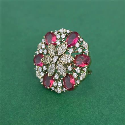 Cz Adjustable Ring With Mehndi Plating