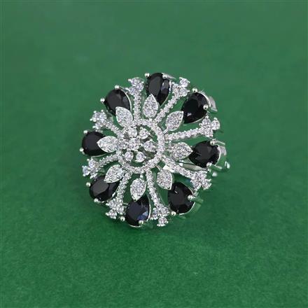 Cz Adjustable Ring With Rhodium Plating