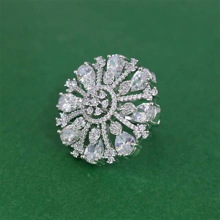 Cz Adjustable Ring With Rhodium Plating
