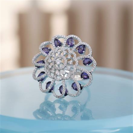 Cz Adjustable Ring With Rhodium Plating