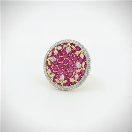 Cz Adjustable Ring With 2 Tone Plating