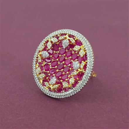 Cz Adjustable Ring With 2 Tone Plating
