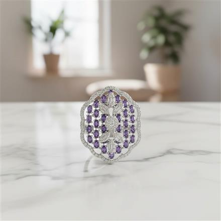 Cz Adjustable Ring With Rhodium Plating