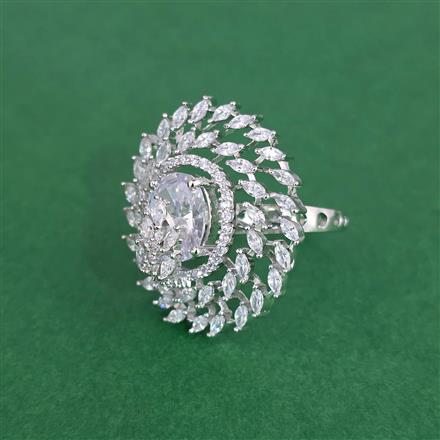 Cz Adjustable Ring With Rhodium Plating